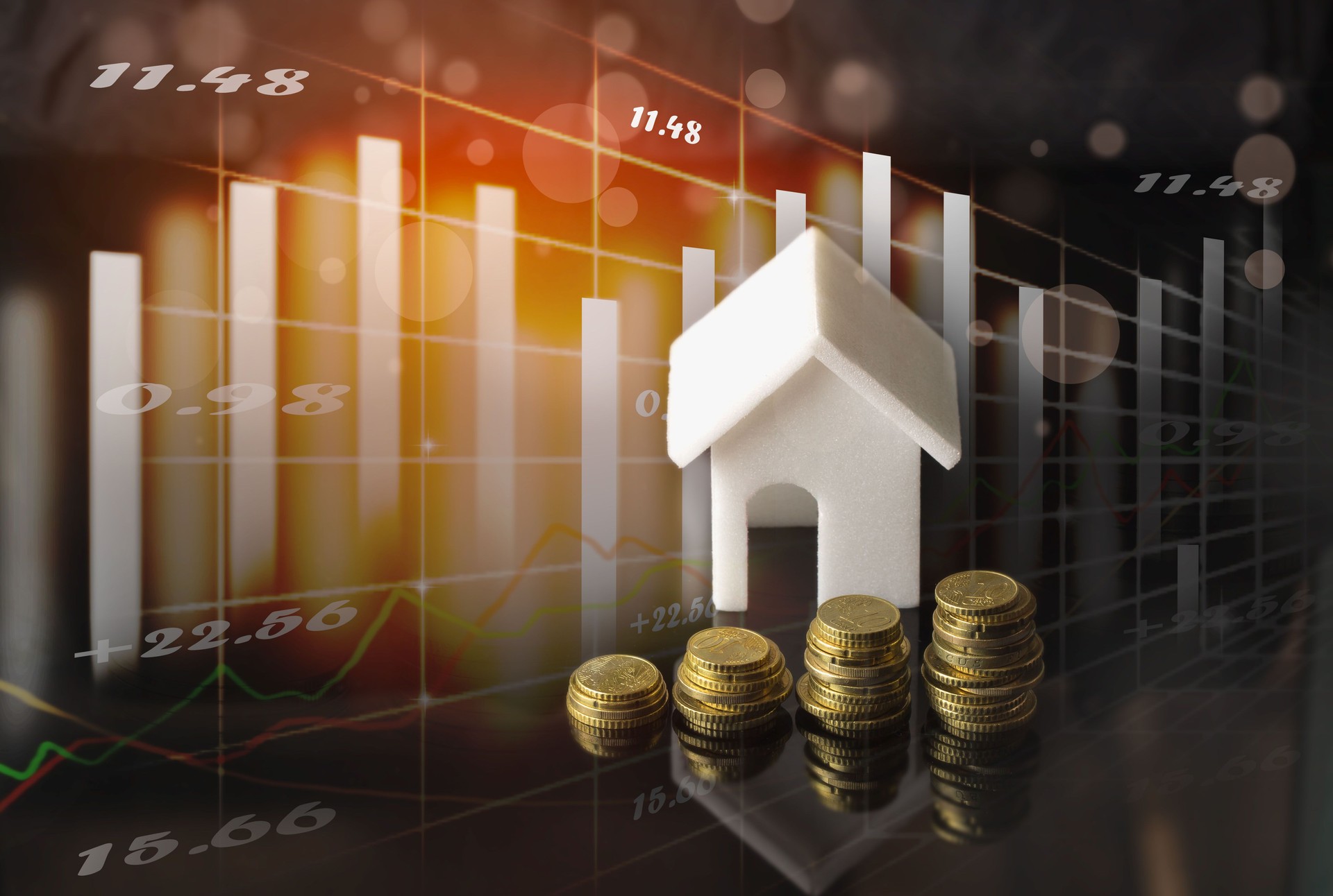 Stock market or forex trading graph and candlestick chart suitable for Real estate investment.